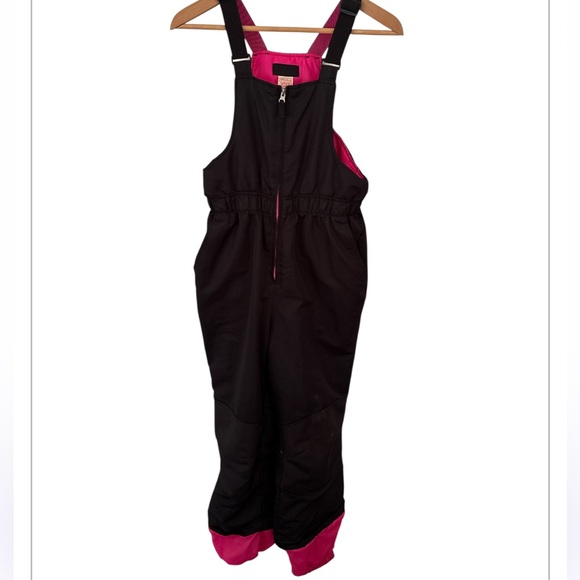 Black and Pink Kids Bib Snowpants - Picture 1 of 7